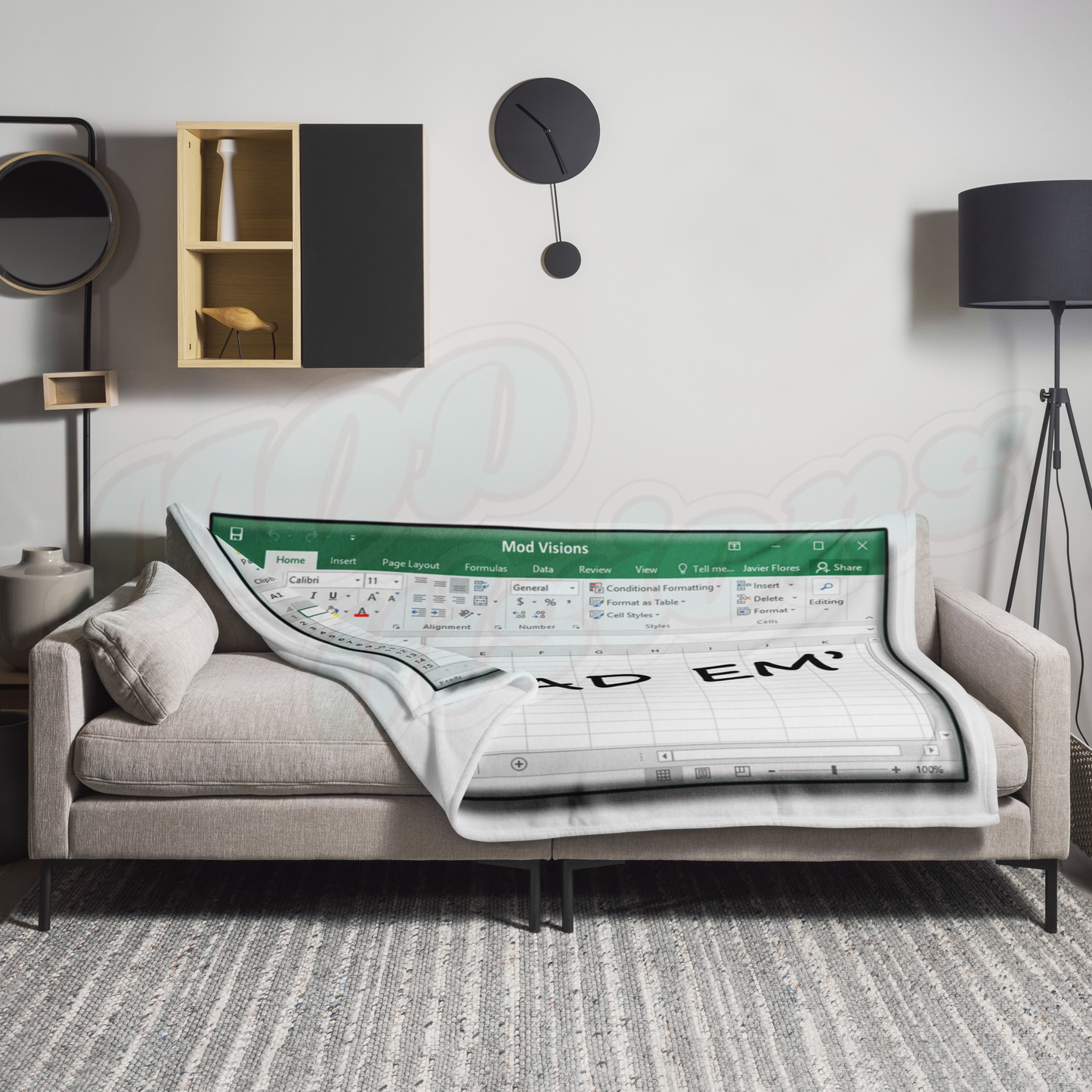 Spread Em' Excel Spreadsheet Throw Blanket