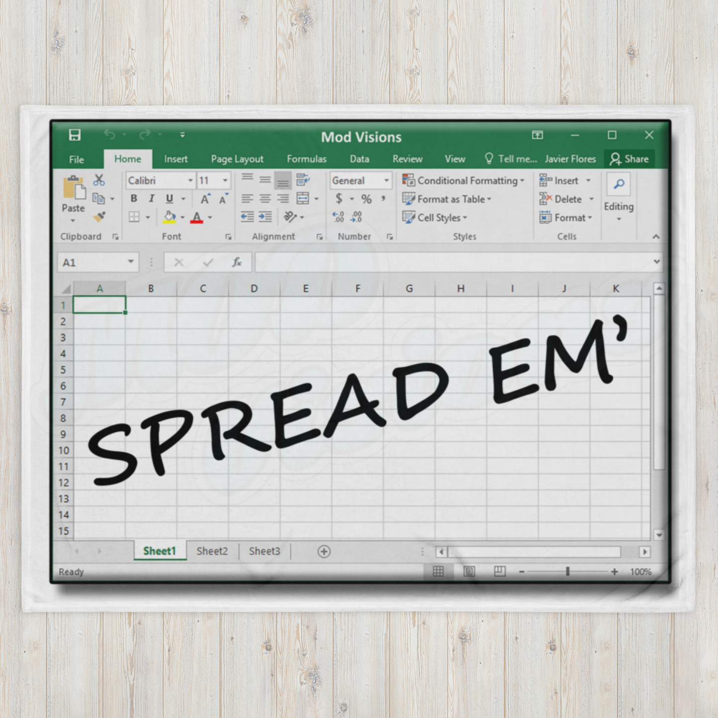 Spread Em' Excel Spreadsheet Throw Blanket