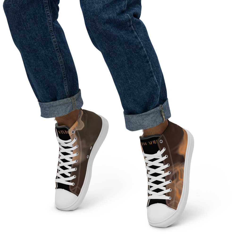 Men’s High Top Coffee Spills Canvas Shoes - Mod Visions