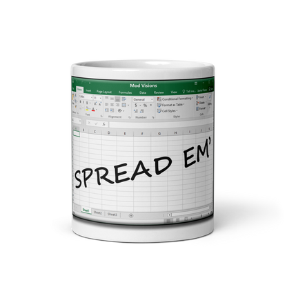 Spread Em' Excel Spreadsheet White Glossy Mug
