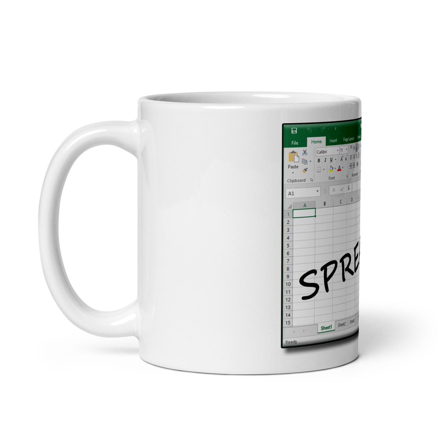 Spread Em' Excel Spreadsheet White Glossy Mug