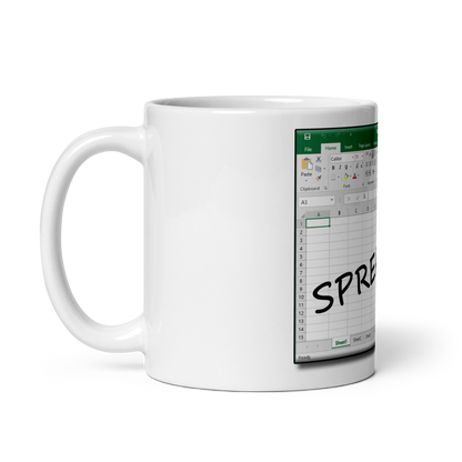 Spread Em' Excel Spreadsheet White Glossy Mug