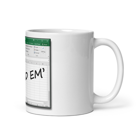 Spread Em' Excel Spreadsheet White Glossy Mug