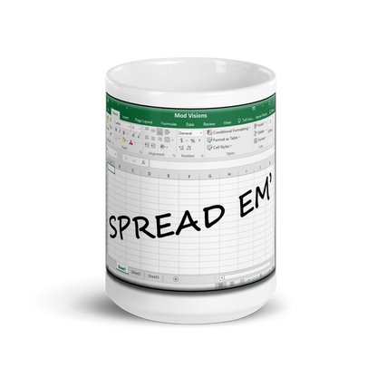 Spread Em' Excel Spreadsheet White Glossy Mug