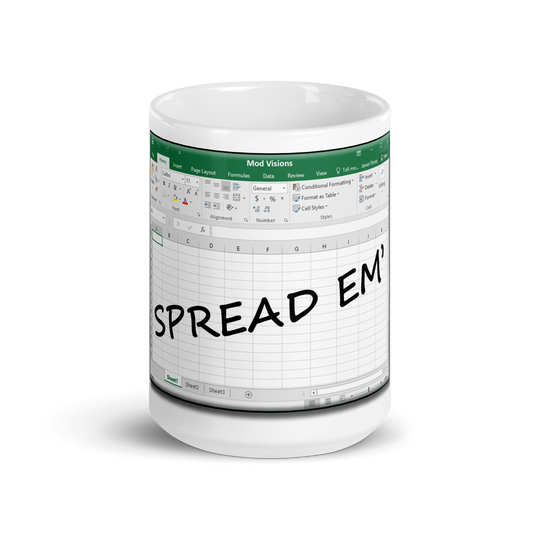 Spread Em' Excel Spreadsheet White Glossy Mug