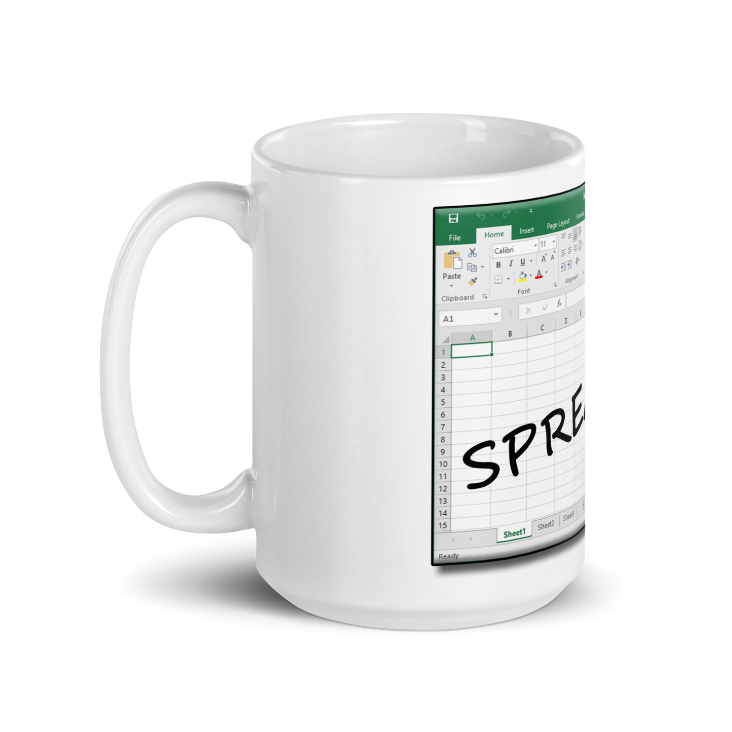 Spread Em' Excel Spreadsheet White Glossy Mug