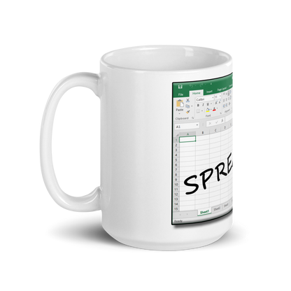 Spread Em' Excel Spreadsheet White Glossy Mug