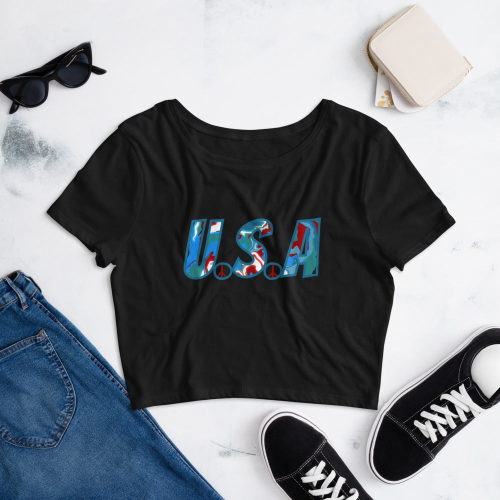 U.S.A Hippie Crop Tee - Mod Visions