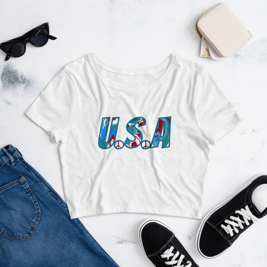 U.S.A Hippie Crop Tee - Mod Visions