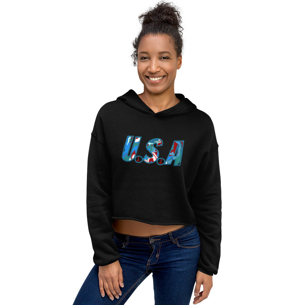 U.S.A Hippie Crop Hoodie - Mod Visions