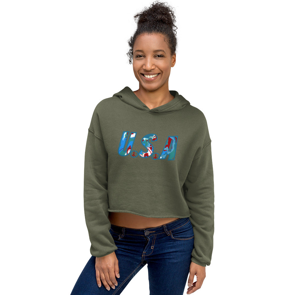 U.S.A Hippie Crop Hoodie - Mod Visions
