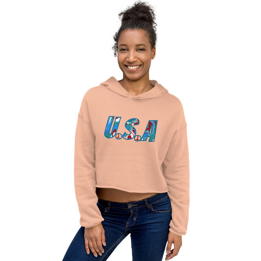 U.S.A Hippie Crop Hoodie - Mod Visions