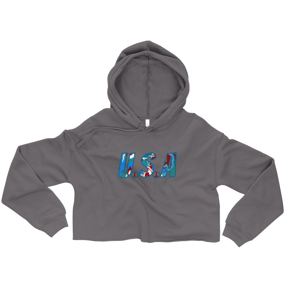 U.S.A Hippie Crop Hoodie - Mod Visions