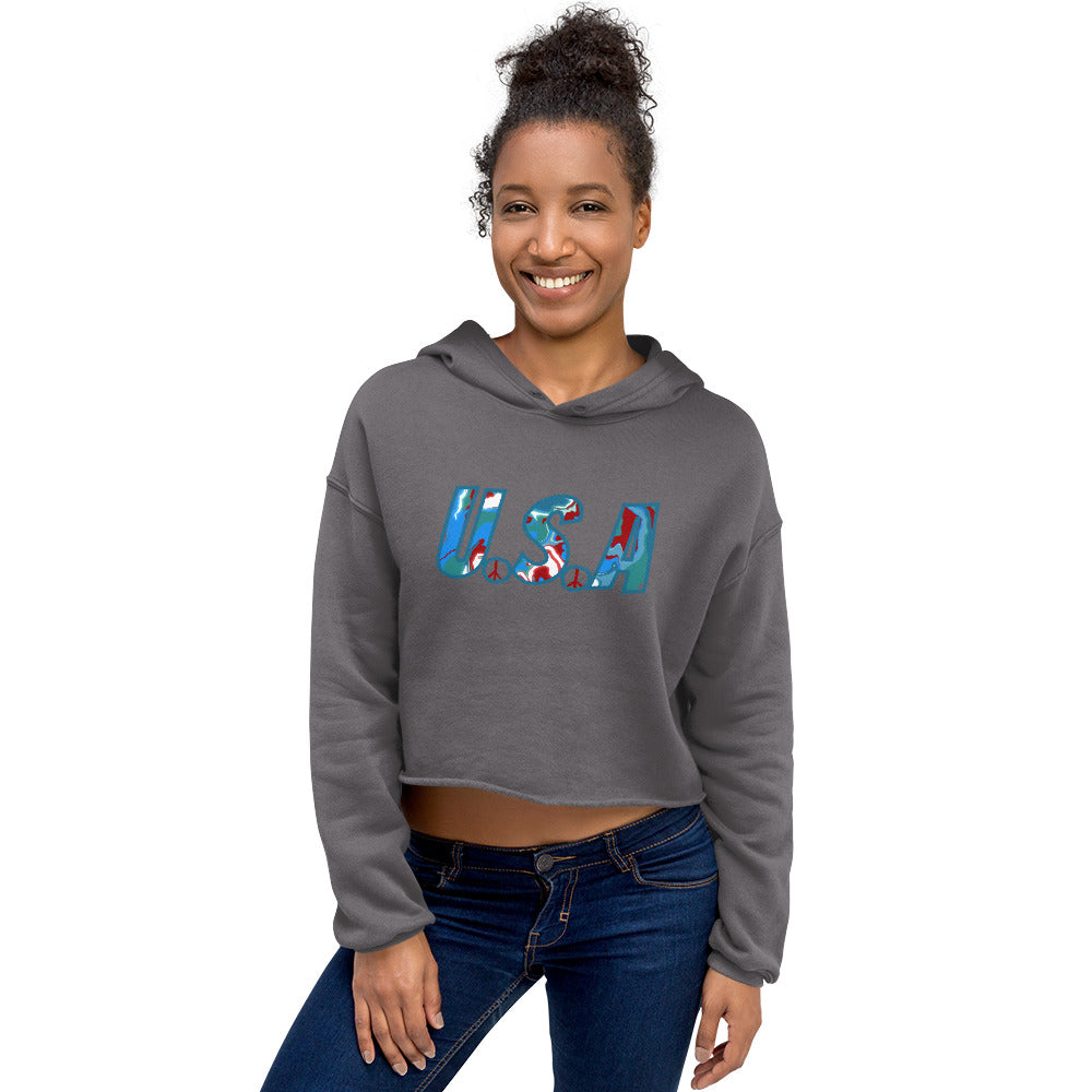 U.S.A Hippie Crop Hoodie - Mod Visions